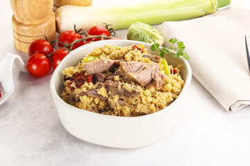 Bulgur with lamb and vegetables