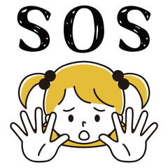 助けを求める女の子のイラスト