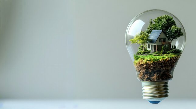 Sustainable Living Inside a Light Bulb Concept