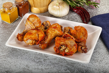 Raw marinated chicken drumstick for cooking