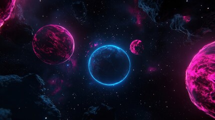 Fototapeta premium Explore the mysteries of the universe with vibrant celestial bodies in stunning cosmic imagery