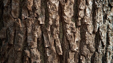 Fototapeta premium Nature's Intricate Textures: Close-up of Rich Tree Bark Patterns with Insects and Mosses Thriving in Crevices