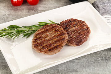 Grilled two beef burger cutlet