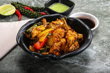 Vietnamese cuisine - fried frog with vegetables