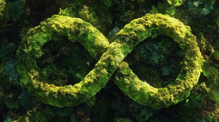 Obraz premium Green infinity symbol moss represents renewable biofuel sustainable environmental