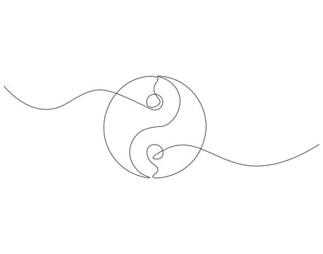recommend clip art: Continuous one line drawing of yin yang symbol. One line drawing illustration of yin yang. Spiritual, meditation, balance concept single line. Editable outline