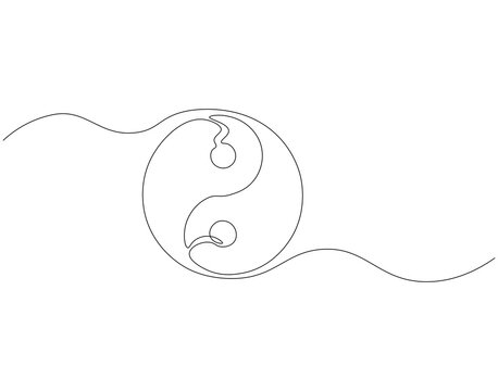 recommend clip art: Continuous one line drawing of yin yang symbol. One line drawing illustration of yin yang. Spiritual, meditation, balance concept single line. Editable outline