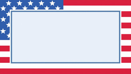 American flag, USA, A simple and cute design of the American flag as an empty rectangle frame, with stars arranged in playful patterns around its border 