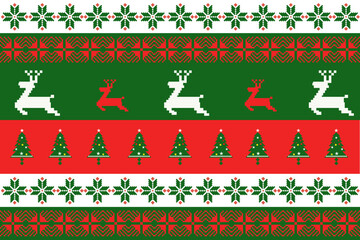 Christmas seamless pattern with deer and trees in a Nordic tribal design,perfect for festive decorations, vintage designs, and holiday-themed textiles,Traditional ethnic, geometric, ethnic,culture