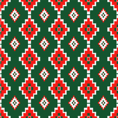 Christmas seamless pattern with deer and trees in a Nordic tribal design,perfect for festive decorations, vintage designs, and holiday-themed textiles,Traditional ethnic, geometric, ethnic,culture