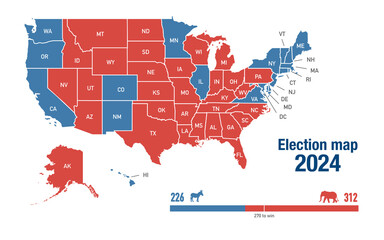 Map of 2024 United States presidential election results per state