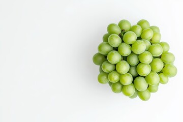 Fresh green grapes on a white background, perfect for healthy eating and recipes.