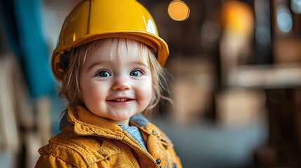 Toddlers play the role of building construction workers, getting to know the world of work from an early age
