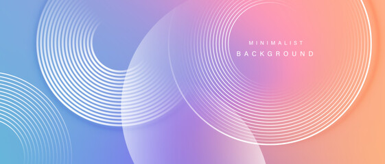 Gradient abstract background with circular line patterns. Vector illustration.