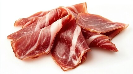 Serrano ham, cured jam&oacute;n ib&eacute;rico, isolated on white background