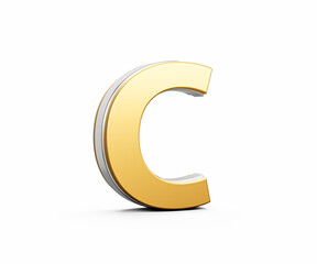 Golden Capital Letter C Gleams With Sleek Modern Design Bold Font With Sharp Edges 3D Illustration