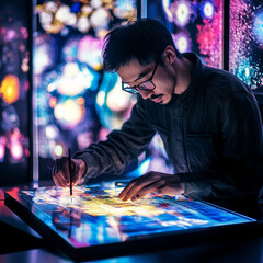 man working on laptop computer