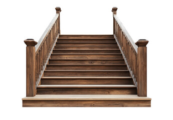 Fototapeta premium Wood staircase isolated on transparent background