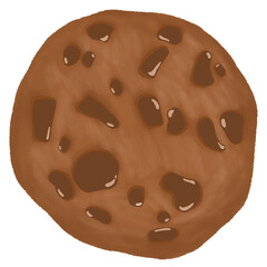 Chocolate chip cookie food icon. Hand drawn cookies. 