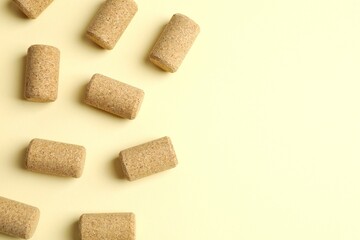 Wine corks on color background 