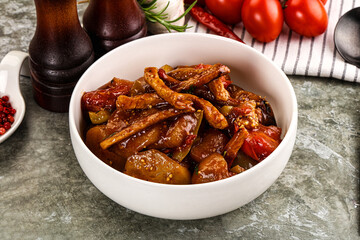 Asian cuisine pork in oyster sauce