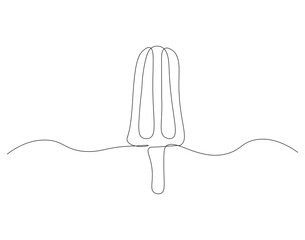 Continuous one line drawing of ice cream stick. One line drawing illustration of delicious ice cream stick. Dessert, sweet and cold food concept single line. Editable outline