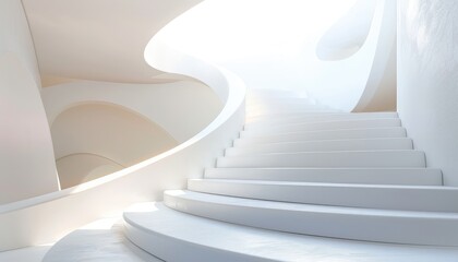 Obraz premium White Curved Staircase in a Modern Architectural Space