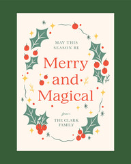 Obraz premium Elegant Christmas Greeting Card and Instagram Post with Festive Holly and Berry Decorations for Holiday Cheer