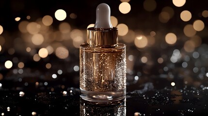 Premium Luxurious Skincare Serum in Opulent Glass Container with Metallic Detailing