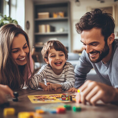 Fototapeta premium parent and child playing with toy