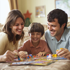 Fototapeta premium parent and child playing with toy