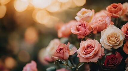 Close-up of flowers with a soft focus background, warm romantic tones