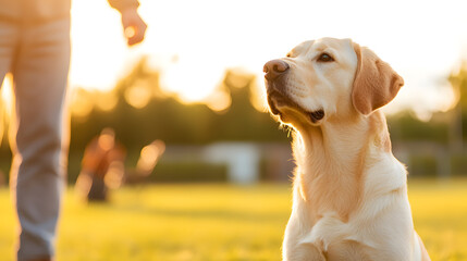 Trainer Working with a Service Dog – Assistance Animal Training, Canine Support, and Professional Dog Handler in Action