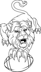 A lion American football sports team cartoon animal mascot