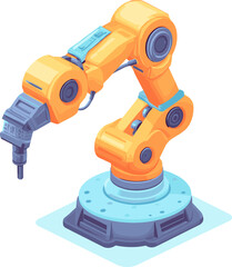 A modern robotic arm cartoon isolated on transparent background. Vector illustration.
