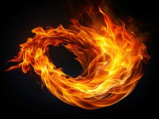 Captivating Panoramic View of an Orange Flame Loop Dancing in the Dark, Radiating Warmth and Energy for a Stunning Visual Experience in Nature's Beauty