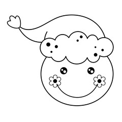 Black and white retro groovy Christmas clipart. Cute Christmas doodle. Hand draw vector illustration in flat style