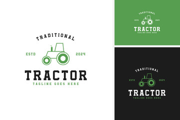Agriculture tractor logo design for farming and crop cultivation illustration