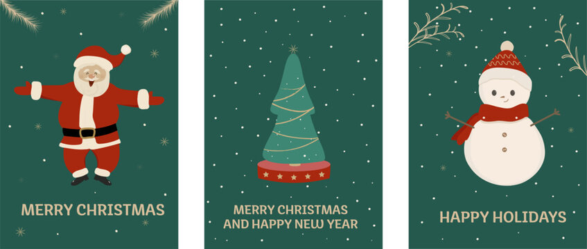 Fototapeta Christmas Greetings, Cute Flyers and Postcards