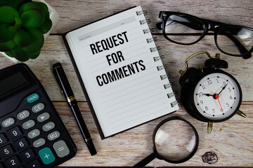 Request for Comments (RFC) text on notepad, Business and Financial concept background