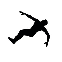 a man parkour silhouette isolated white background