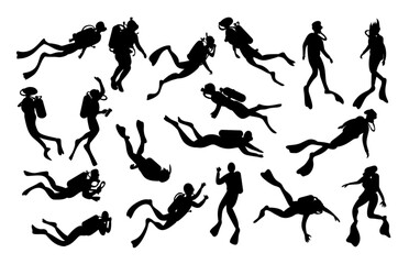 scuba diver diving  sport sea silhouette clipart