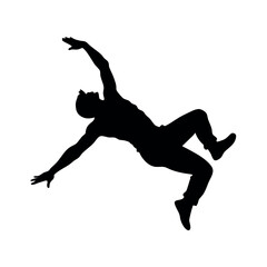 a man parkour silhouette isolated white background
