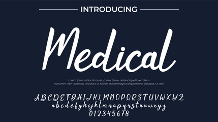Obraz premium Medical Font Stylish brush painted an uppercase vector letters, alphabet, typeface