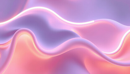 Soft fluid waves in pastel colors create serene and calming background. gentle curves and glowing lines evoke sense of tranquility and modern elegance