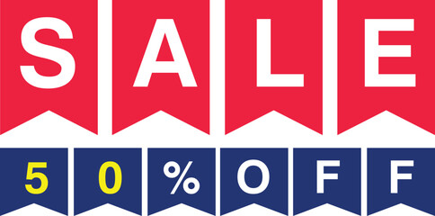 Sale 50 Off discount deal tag banner design template modern new sticker graphic ribbon promotion