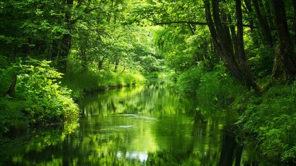 Serene Winding River in Lush Forest Ecosystem, Highlighting the Vital Role of Water in Sustaining Wildlife Habitats | Ultra-Detailed Nature Photography