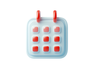 a calendar with red squares