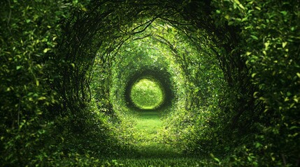 Embracing Nature's Embrace: Explore the Enchanted Green Tunnel of Intricately Intertwined Tree Branches in a Captivating Forest Setting