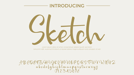 Sketch Font Stylish brush painted an uppercase vector letters, alphabet, typeface